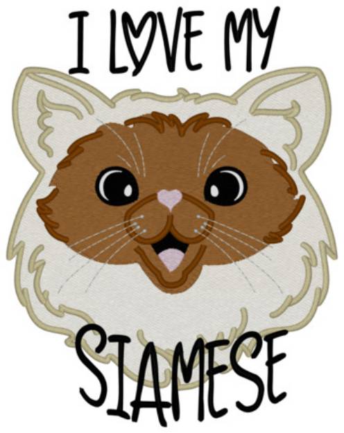 Picture of I Love My Siamese Machine Embroidery Design