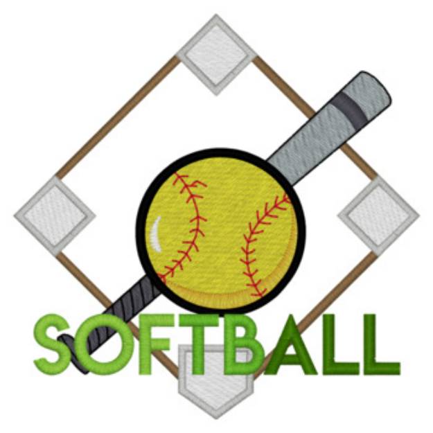 Picture of Softball Machine Embroidery Design