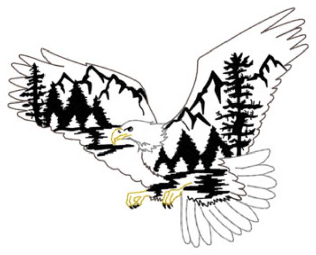 Picture of Eagle Silhouette Scene Machine Embroidery Design