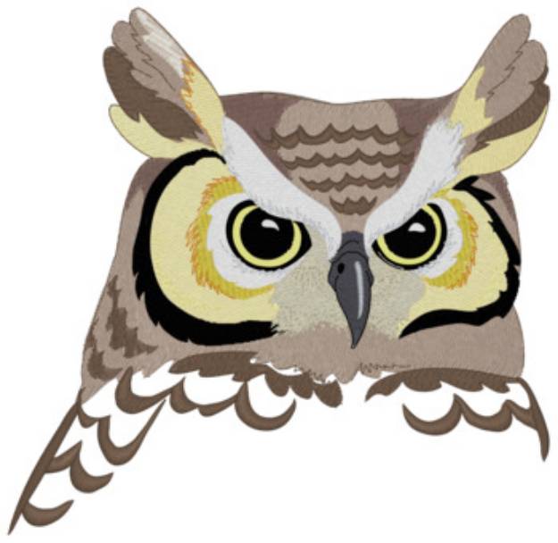 Picture of Great Horned Owl Machine Embroidery Design