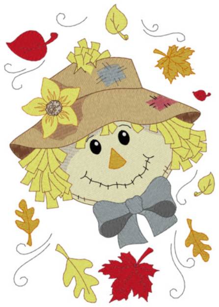 Picture of Scarecrow W/leaves Machine Embroidery Design