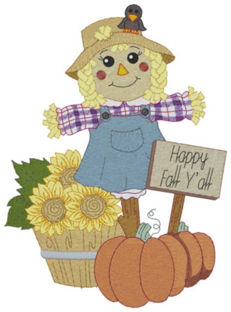 Picture of Scarecrow In Field Machine Embroidery Design