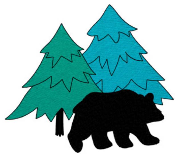 Picture of Trees W/bear Machine Embroidery Design