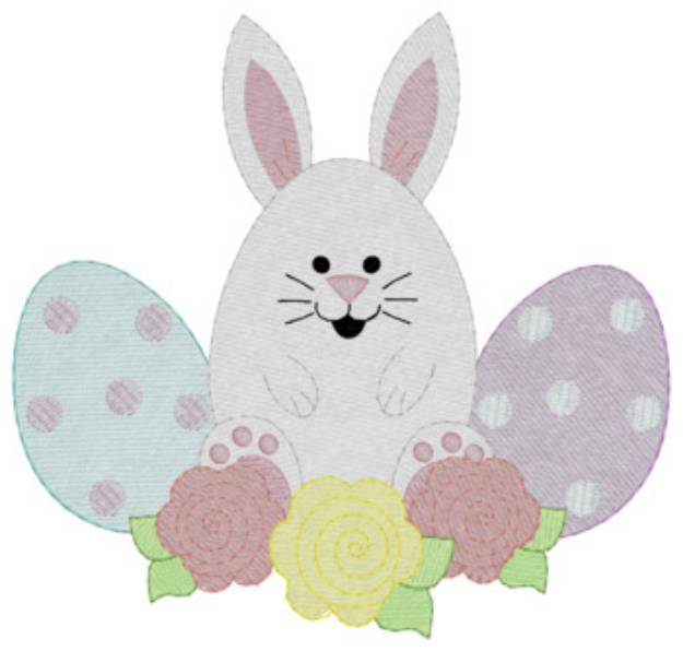 Picture of Easter Bunny & Eggs Machine Embroidery Design