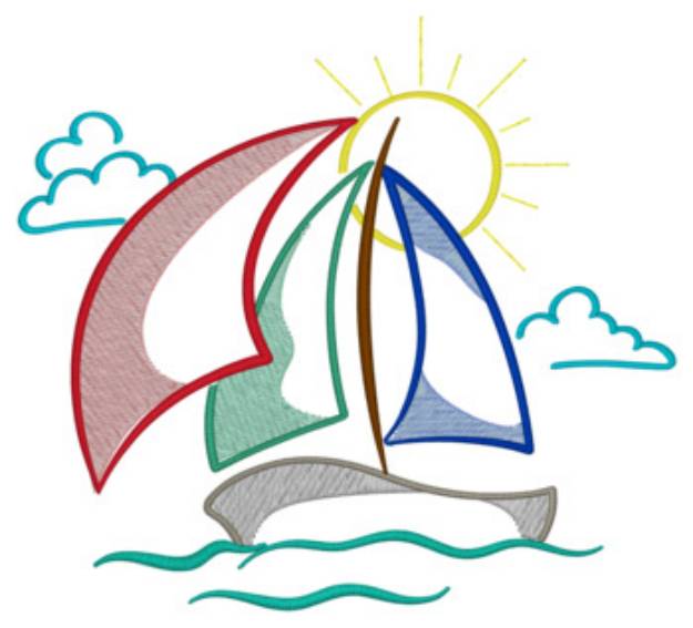 Picture of Sailboat Outline Machine Embroidery Design