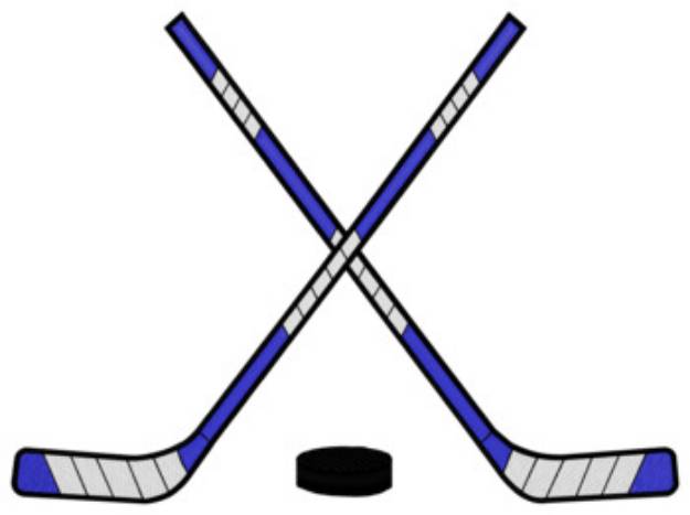 Picture of Hockey Sticks W/puck Machine Embroidery Design