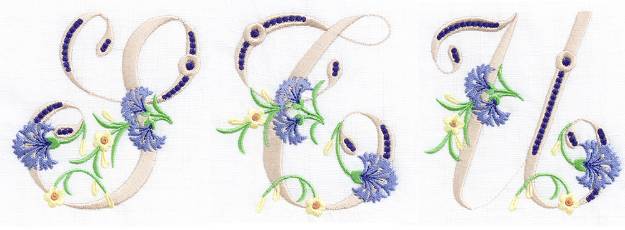 Picture of CORNFLOWER MONOGRAMS Embroidery Project Pack