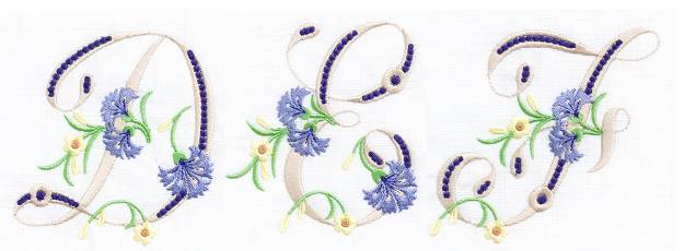 Picture of CORNFLOWER MONOGRAMS Embroidery Project Pack