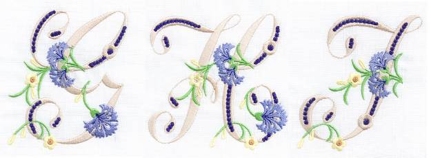 Picture of CORNFLOWER MONOGRAMS Embroidery Project Pack