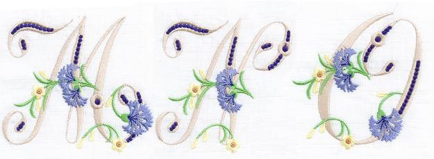 Picture of CORNFLOWER MONOGRAMS Embroidery Project Pack