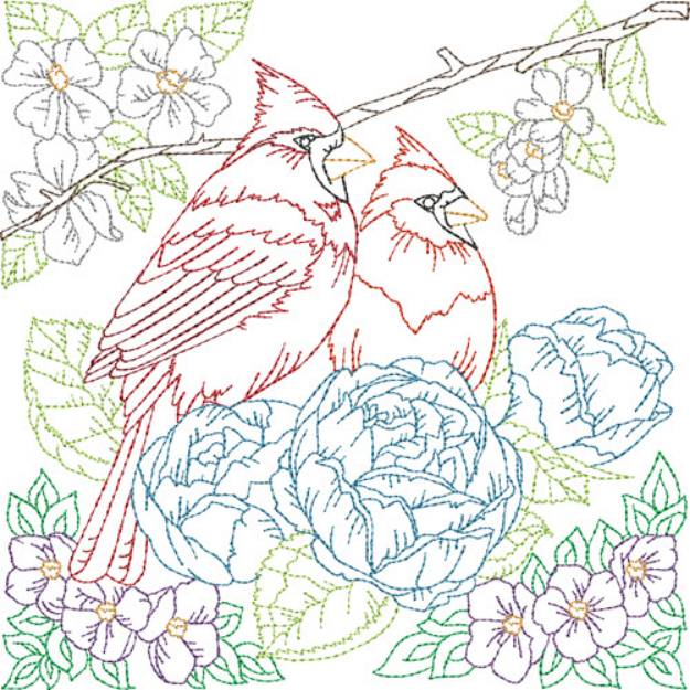 Picture of Cardinals Machine Embroidery Design