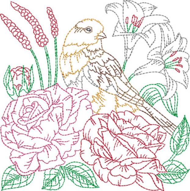 Picture of Yellow Warbler  Machine Embroidery Design