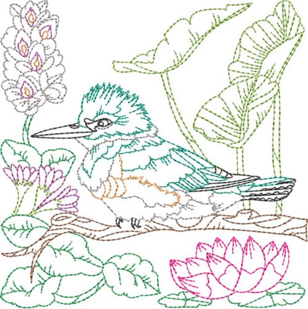 Picture of Belted Kingfisher Machine Embroidery Design