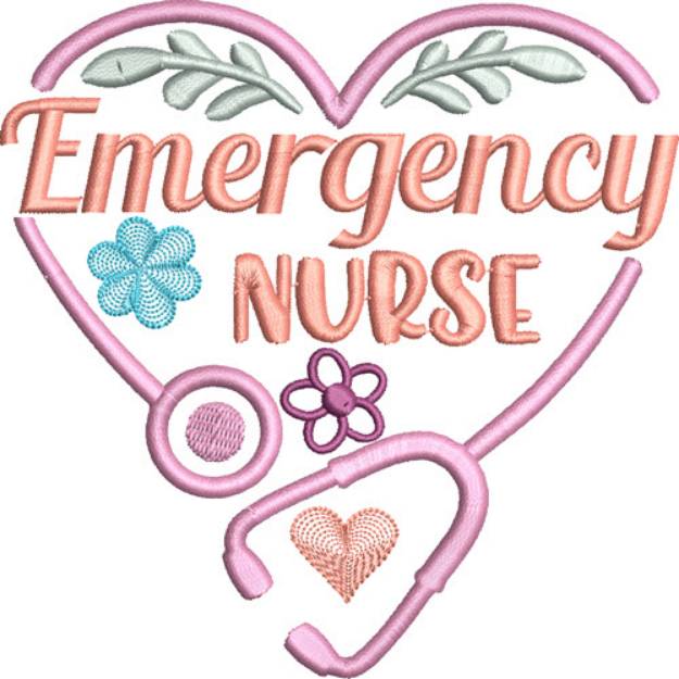 Picture of Nurse Hearts Emergency Nurse Machine Embroidery Design