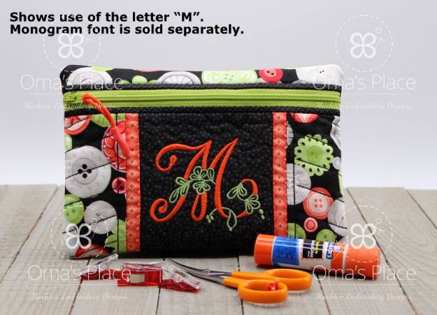 Picture of Oma monogram zip bag Embroidery Project Pack