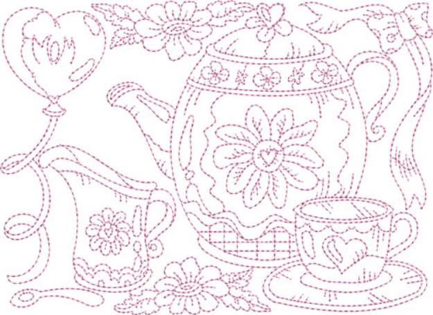 Picture of Tea Pots Machine Embroidery Design