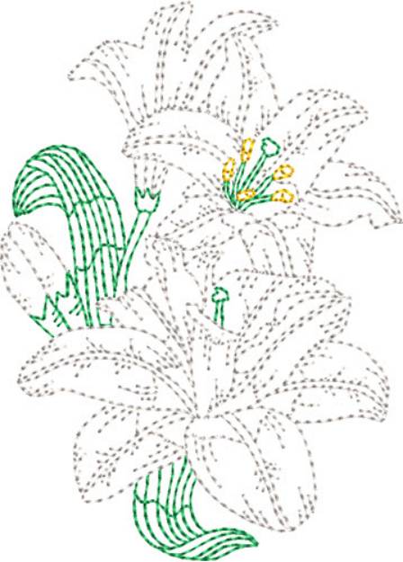 Picture of Lillies Machine Embroidery Design