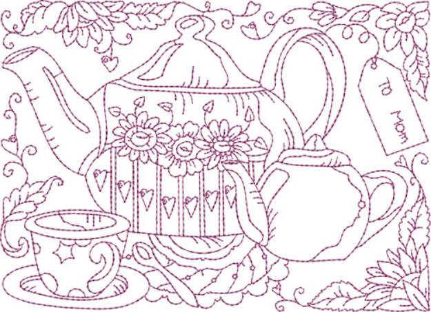 Picture of Tea Pots Machine Embroidery Design