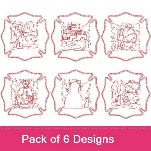 Picture of Firefighter Coaster Project Pack Embroidery Design Pack