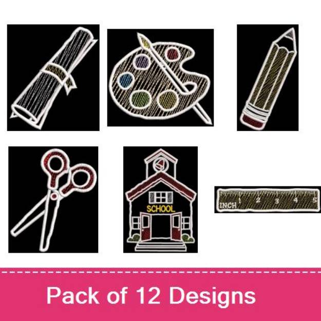 Picture of Sketchy Back to School Embroidery Design Pack