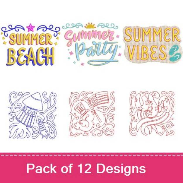 Picture of Summper Party Embroidery Design Pack