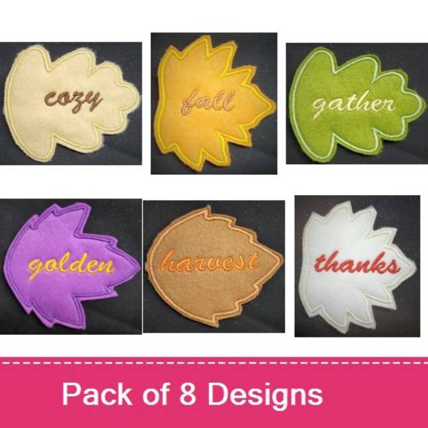 Picture of ITH Fall Felt Leaves Embroidery Design Pack