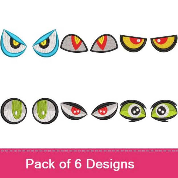 Picture of Halloween Eyes Embroidery Design Pack