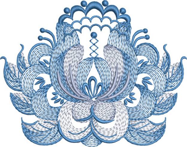 Picture of Blue Floral Motif Machine Embroidery Design