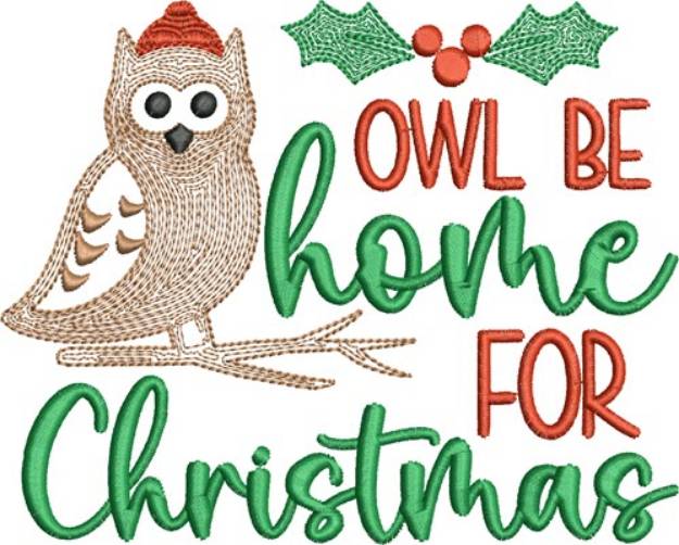 Picture of Owl Be Home For Christmas Machine Embroidery Design