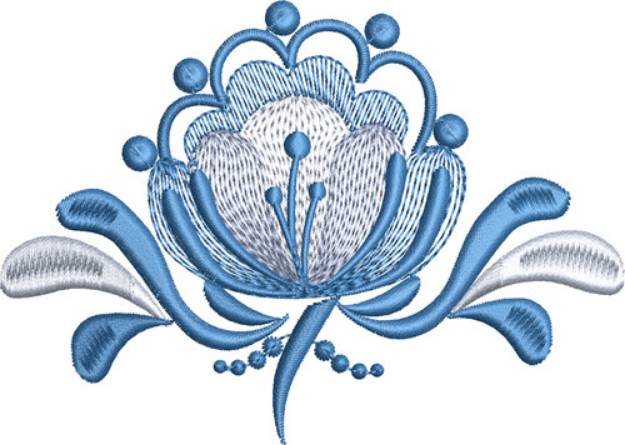 Picture of Blue Floral Motif Machine Embroidery Design