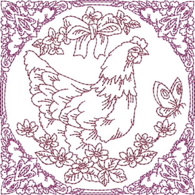 Picture of Easter Quilt Blocks Chicken Machine Embroidery Design