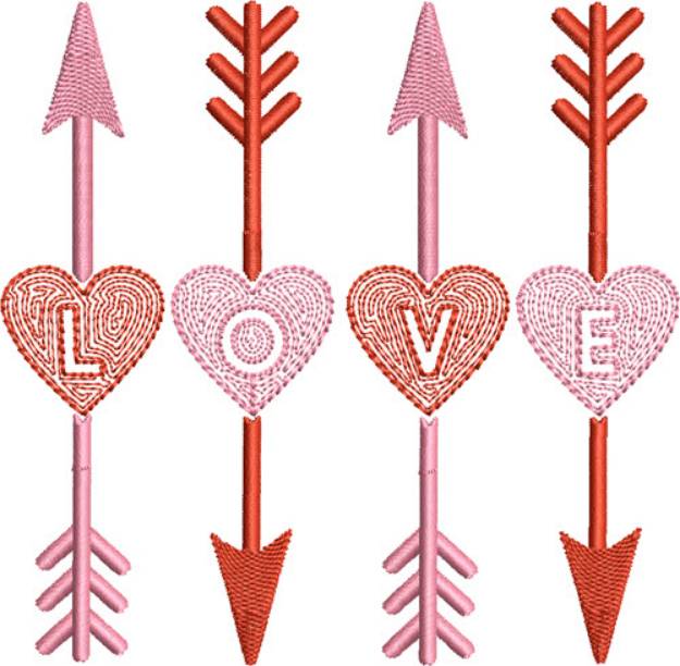 Picture of Valentine Arrows Machine Embroidery Design