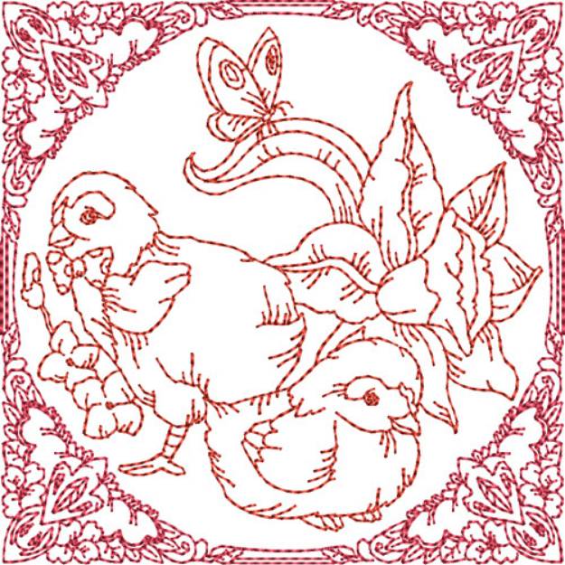 Picture of Easter Quilt Blocks Chicks Machine Embroidery Design