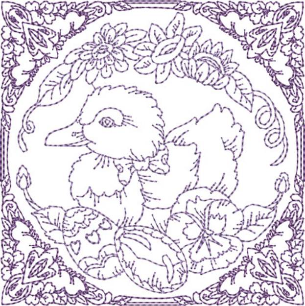 Picture of Easter Quilt Blocks Duck Machine Embroidery Design