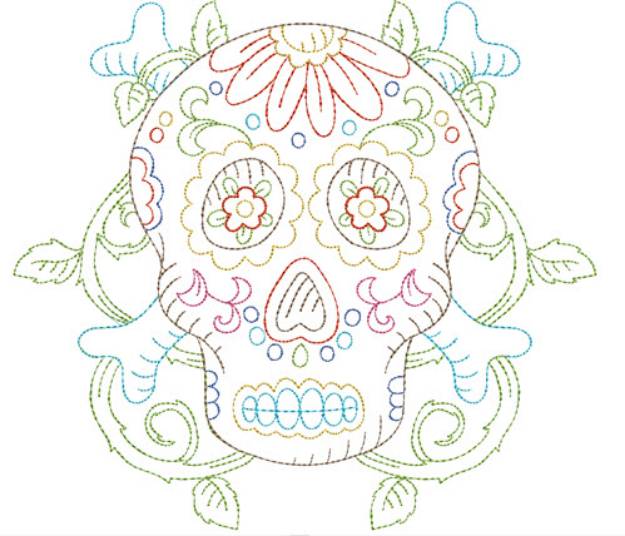 Picture of Floral Skull Head Machine Embroidery Design