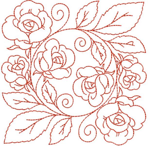 Picture of Circle of Life Roses Quilt Block Machine Embroidery Design