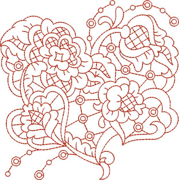 Picture of Valentine Hearts Cutwork Machine Embroidery Design