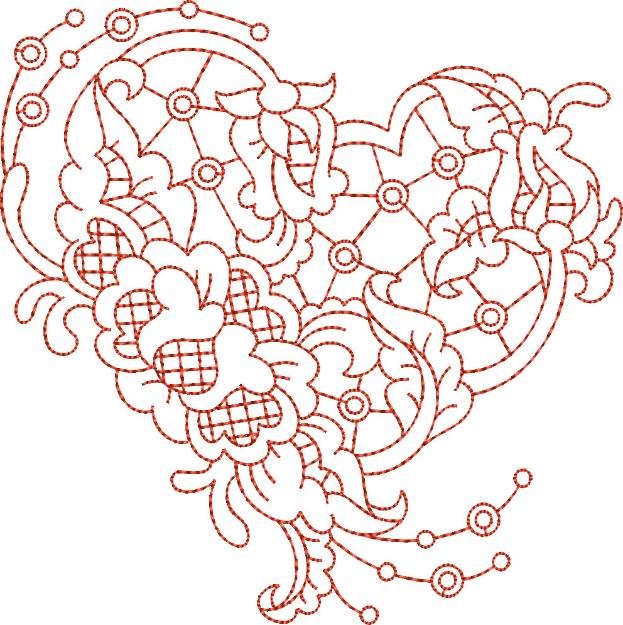 Picture of Valentine Hearts Cutwork Machine Embroidery Design