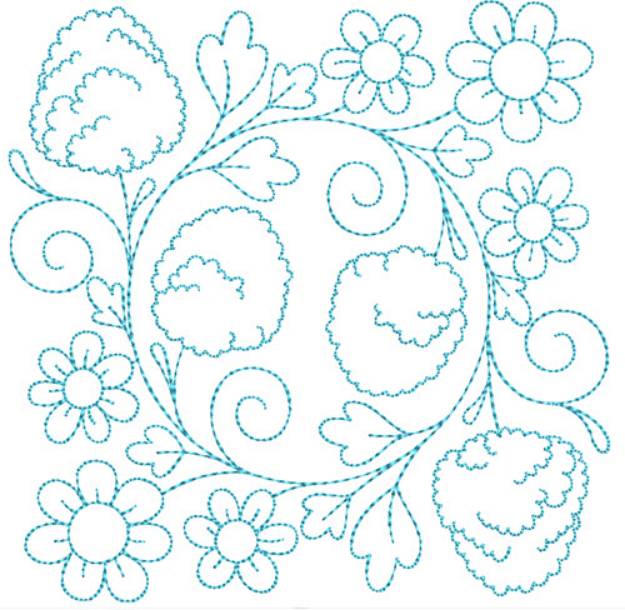 Picture of Circle of Life Spring Flowers Quilt Block Machine Embroidery Design