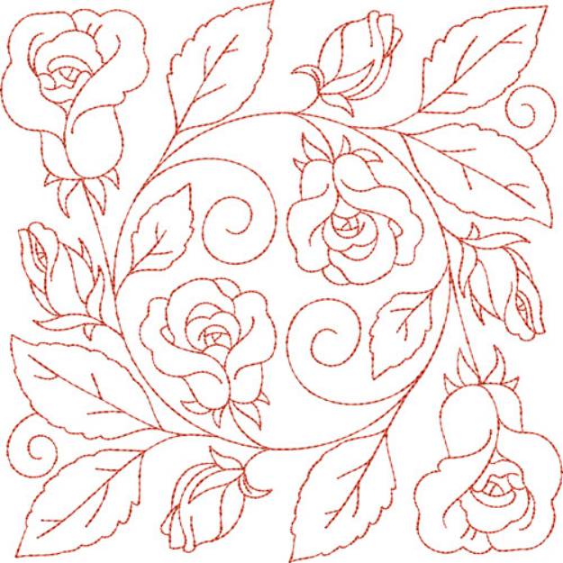 Picture of Circle of Life Roses Quilt Block Machine Embroidery Design