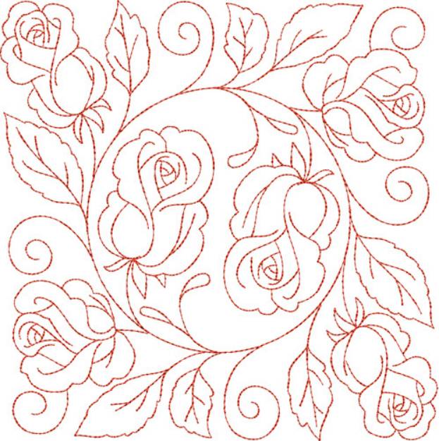 Picture of Circle of Life Roses Quilt Block Machine Embroidery Design