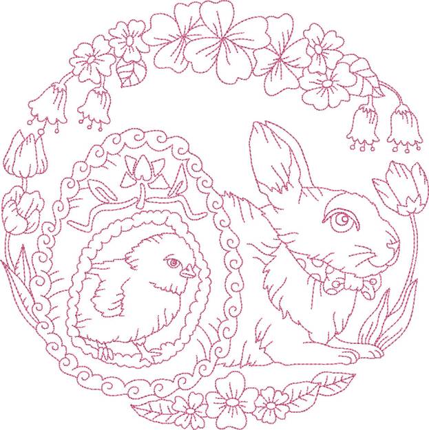 Picture of Vintage Easter Circles Machine Embroidery Design