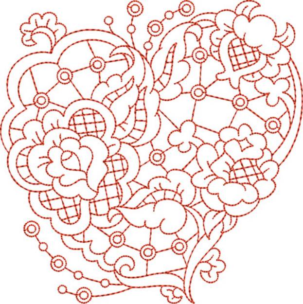 Picture of Valentine Hearts Cutwork Machine Embroidery Design