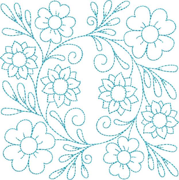 Picture of Circle of Life Spring Flowers Quilt Block Machine Embroidery Design