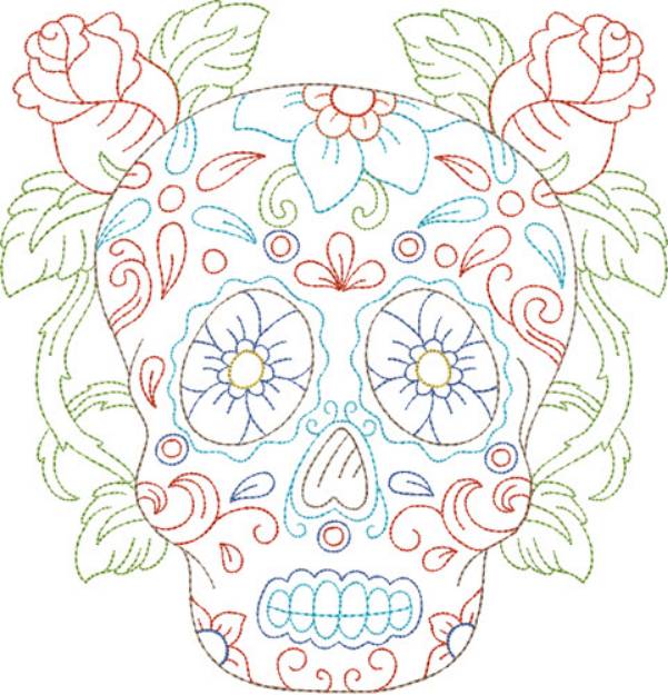 Picture of Floral Skull Head Machine Embroidery Design