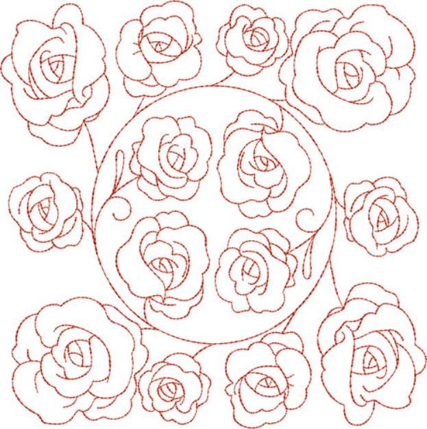 Picture of Circle of Life Roses Quilt Block Machine Embroidery Design