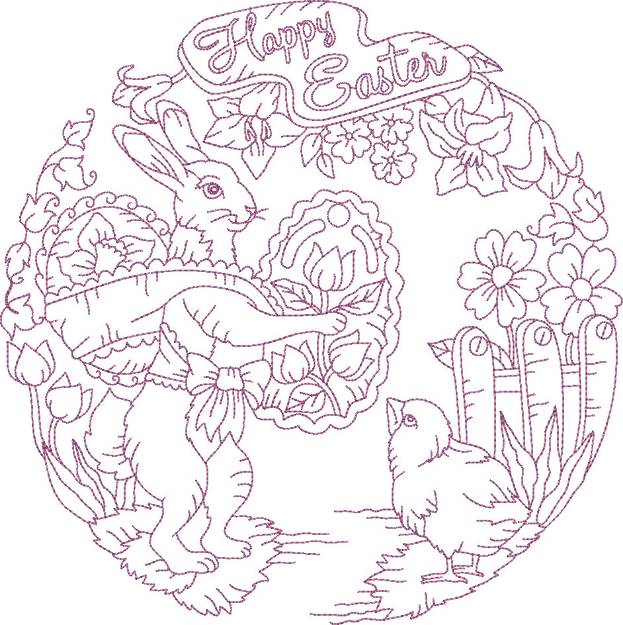 Picture of Vintage Easter Circles Machine Embroidery Design