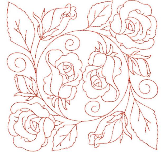 Picture of Circle of Life Roses Quilt Block Machine Embroidery Design