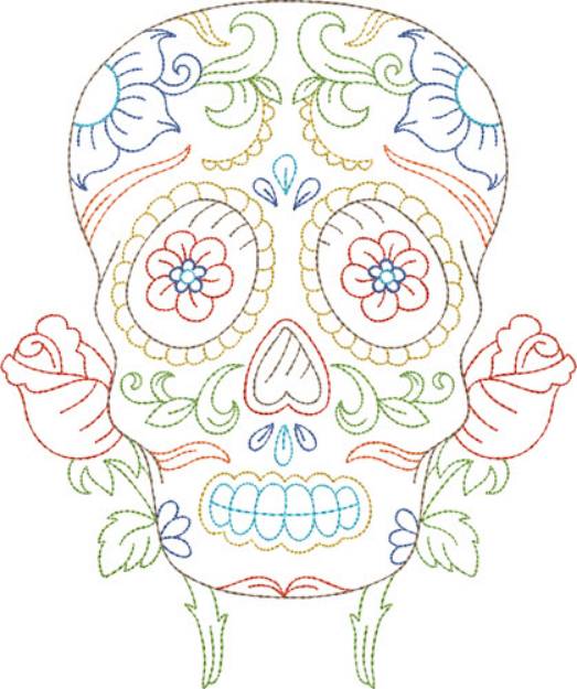 Picture of Floral Skull Head Machine Embroidery Design