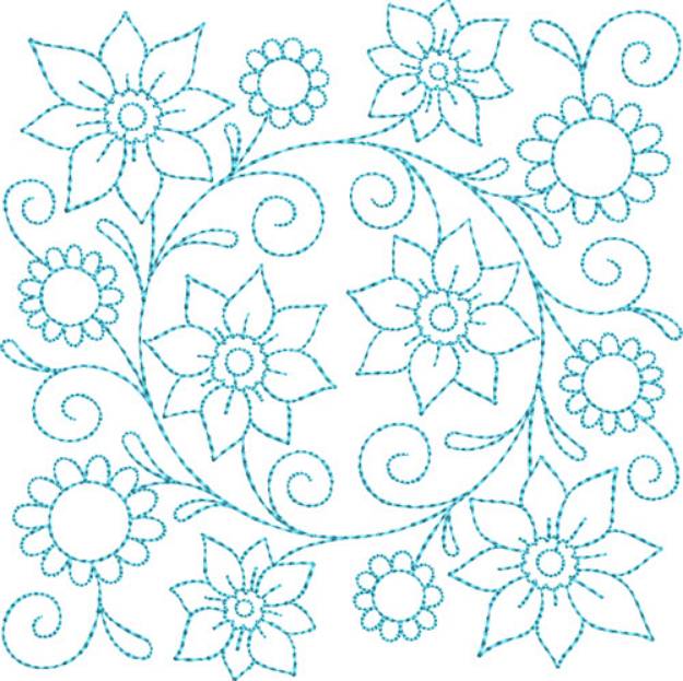 Picture of Circle of Life Spring Flowers Quilt Block Machine Embroidery Design